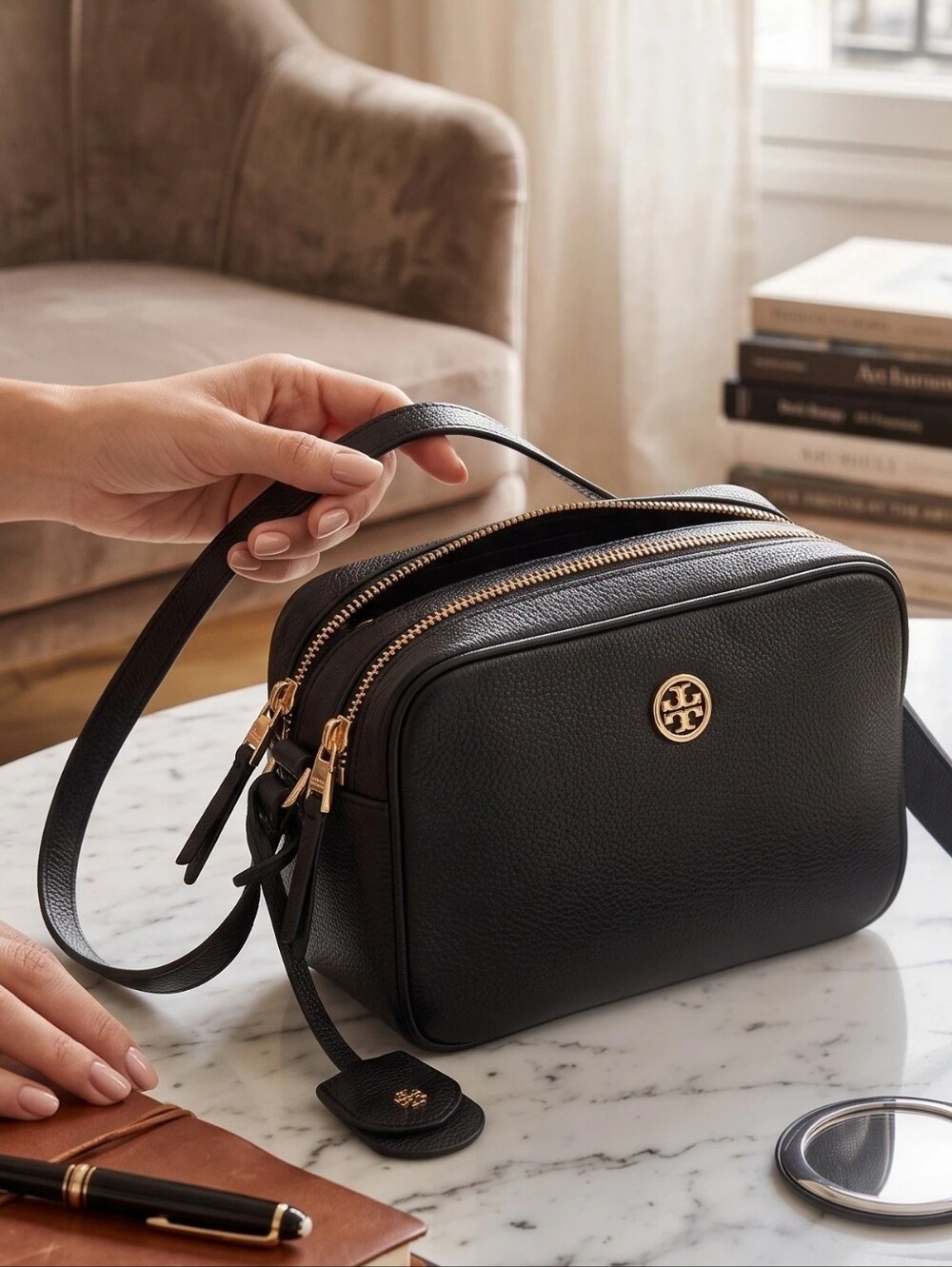 Tory Burch Robinson Double Zip Camera Crossbody Bag
